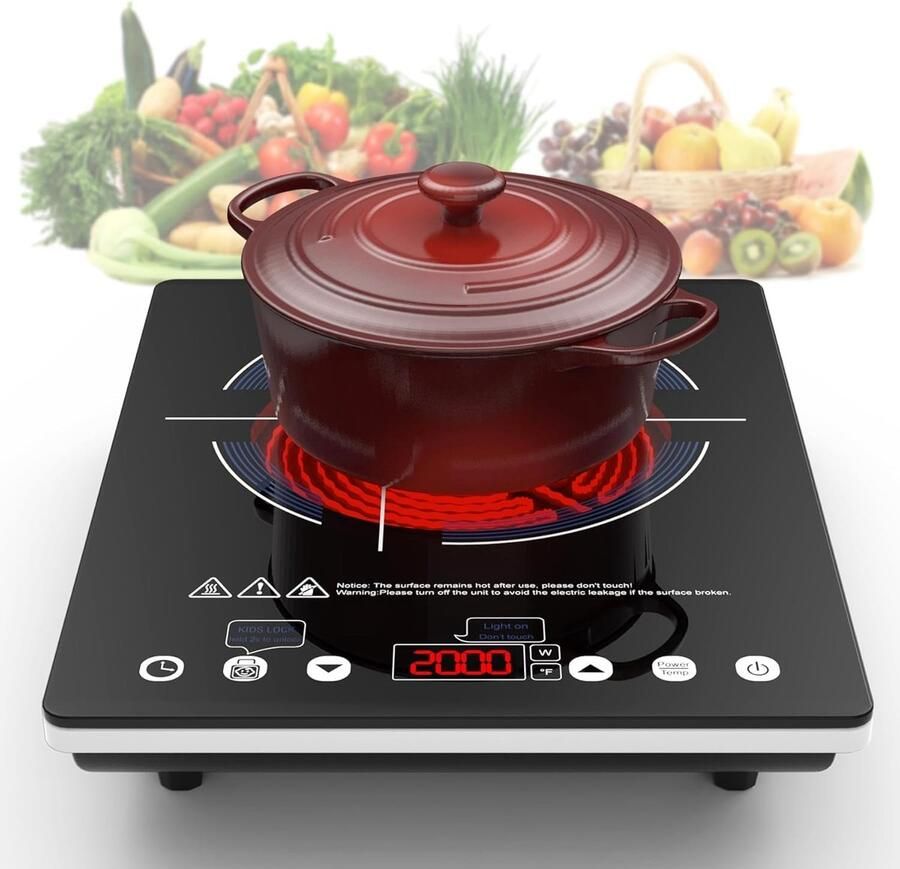 Keramische Kookplaat Elektrische Kookplaat Koken Thuis 10 Vermogensniveaus 28 x 36 x 7 cm Zwart