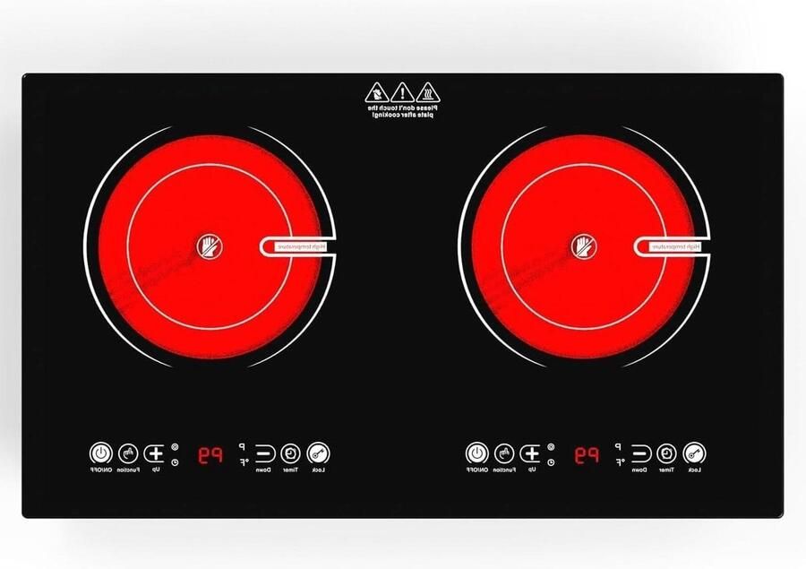 Keramische Kookplaat Elektrische Kookplaat Koken Thuis Dubbele Zone 60x36cm Zwart