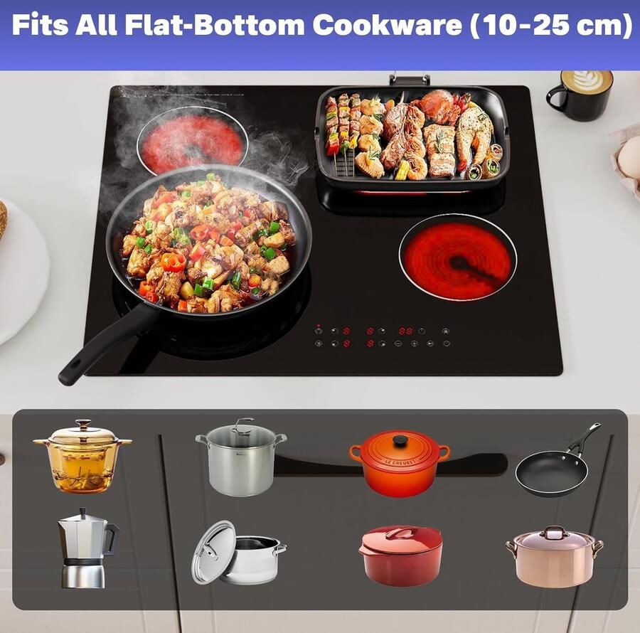 Keramische Kookplaat Elektrische Kookplaat Snel Koken Dual Zone 60 cm Zwart