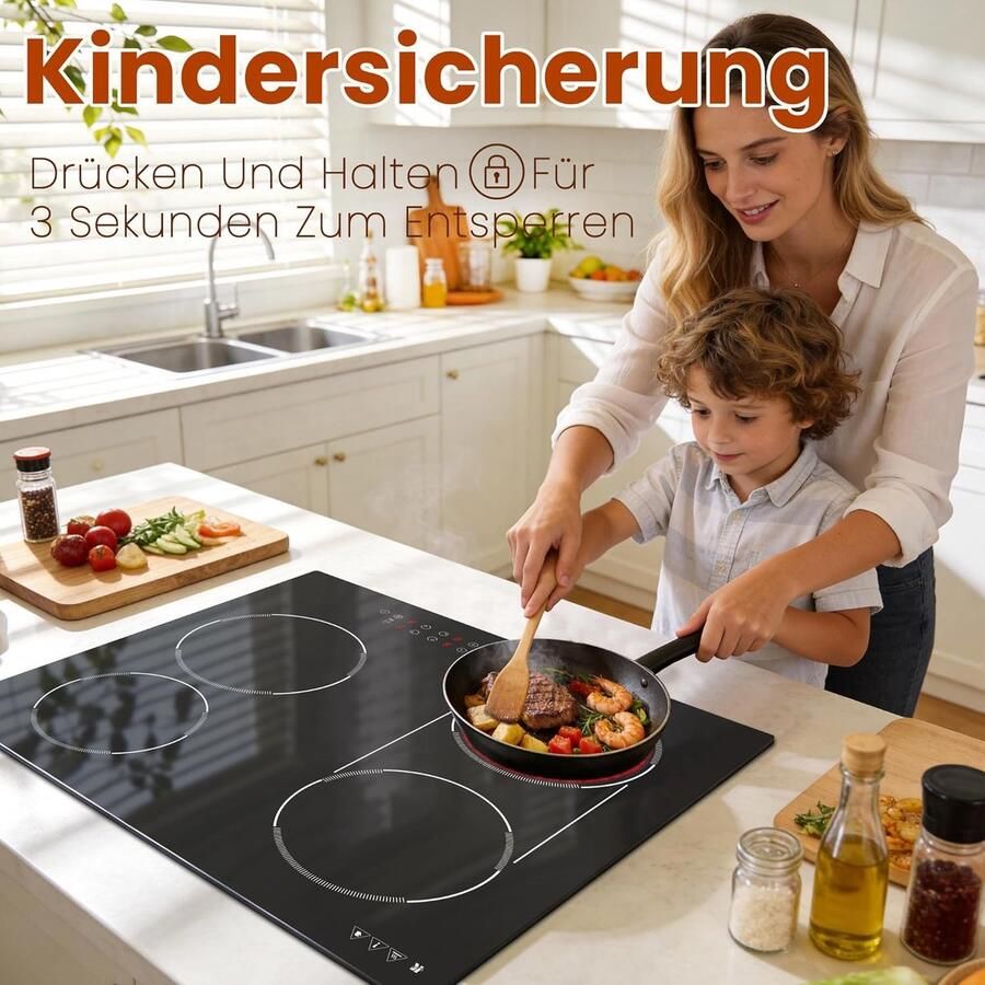 Keramische Kookplaat Elektrische Kookplaat Thuis Koken 4 Flexzones 60 cm Zwart