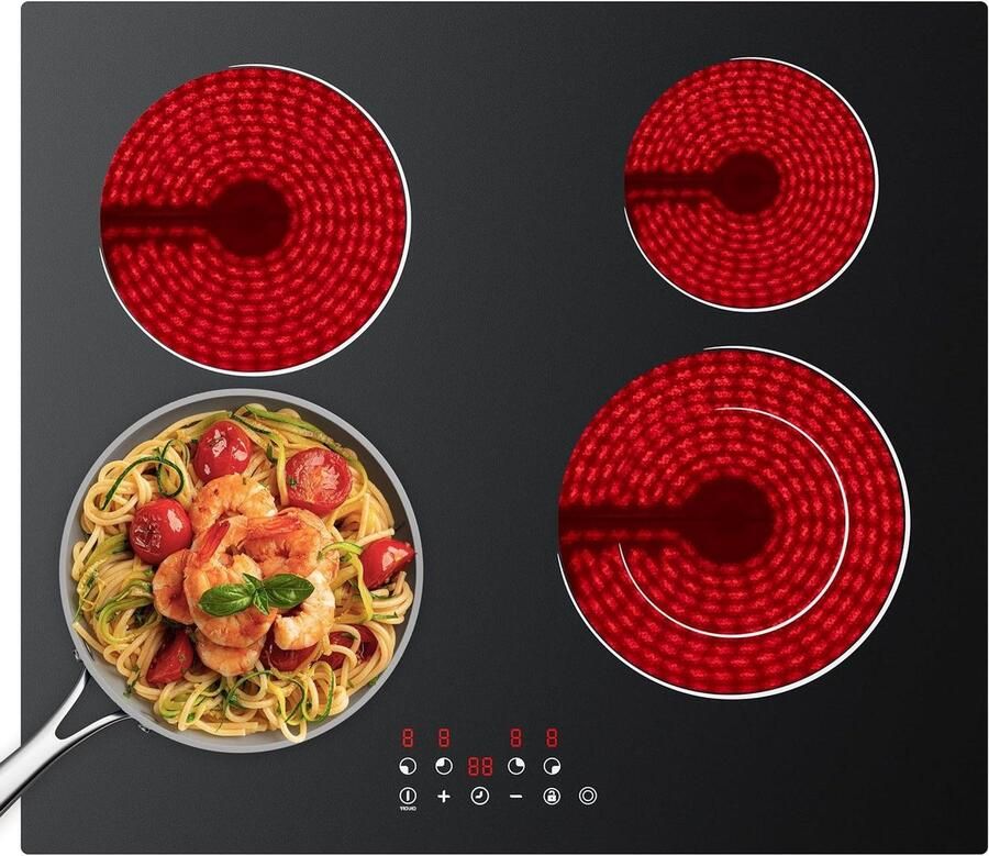 Keramische Kookplaat Elektrische Kookplaat Veelzijdig Koken 9 Vermogensstanden 59 cm Zwart
