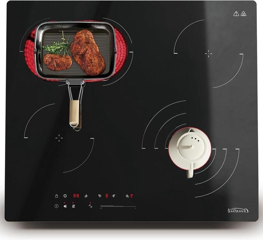 Keramische Kookplaat Inbouw Fornuis Dagelijks Koken 4 Zones Ovale Zone 60 cm Zwart