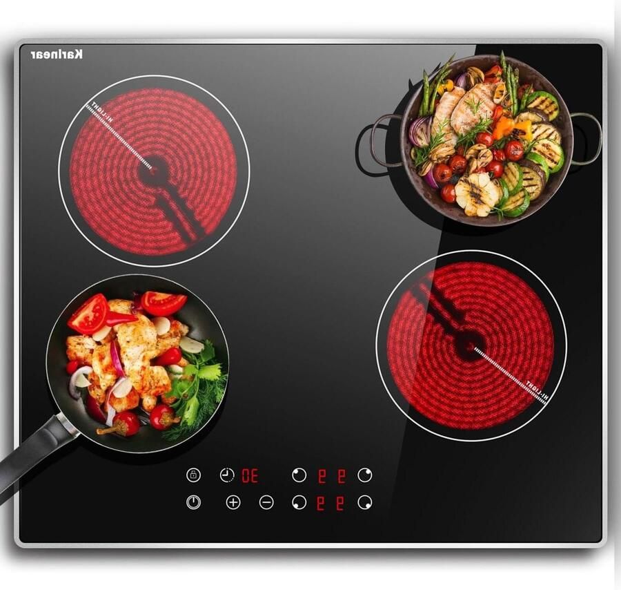 Keramische Kookplaat Inbouw Fornuis Dagelijks Koken Met Metalen Frame 60 cm Zwart