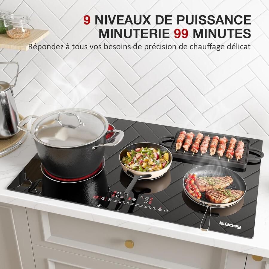 Keramische Kookplaat Inbouw Fornuis Koken Thuis Vijf Kookzones 77 cm Breed Zwart
