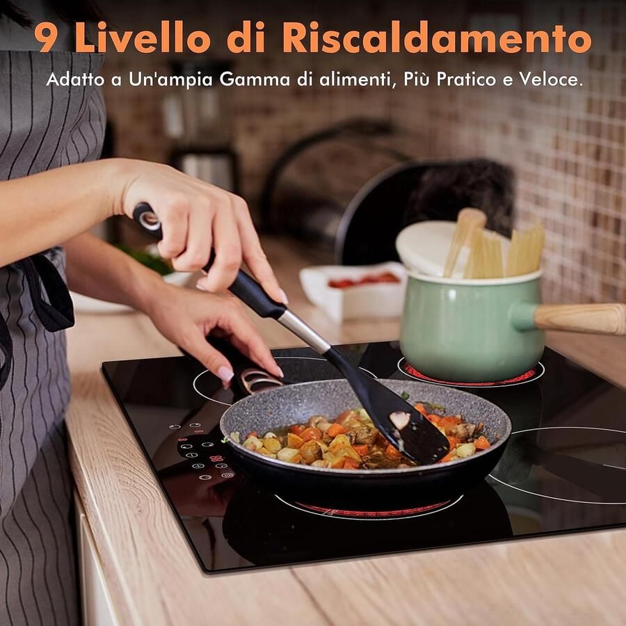 Keramische Kookplaat Inbouw fornuis Snel koken 4 kookzones 60 cm Zwart