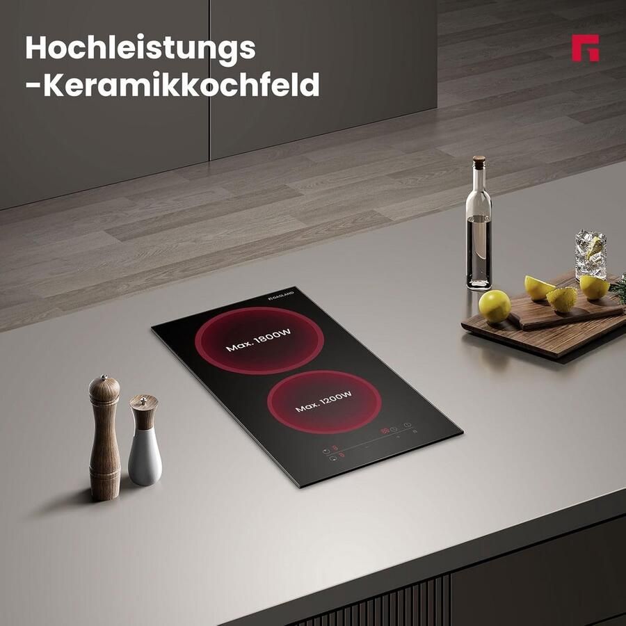 Keramische Kookplaat Inbouw Fornuis Snel Koken Touch Control 30cm Zwart
