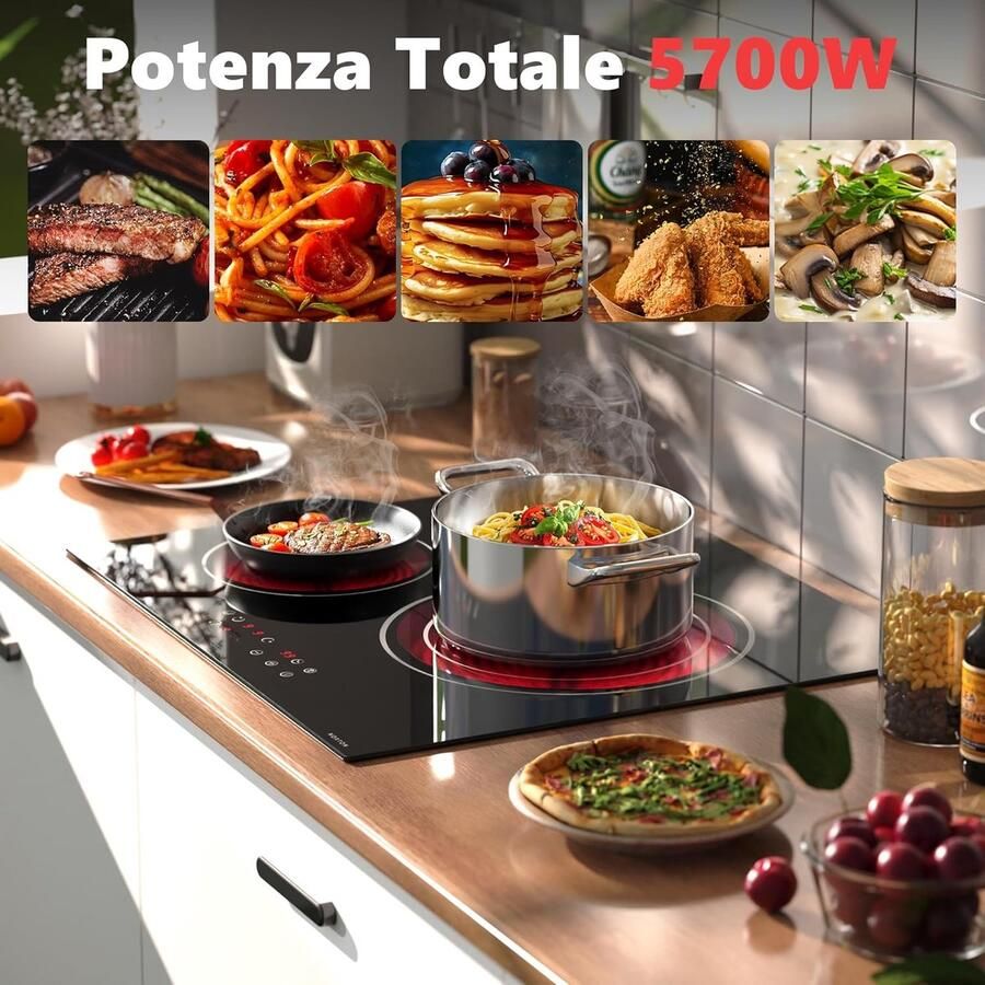 Keramische Kookplaat Inbouw Kookplaat 3 Zones Koken voor het Gezin Flexibele Drie Cirkel Zone 60 cm