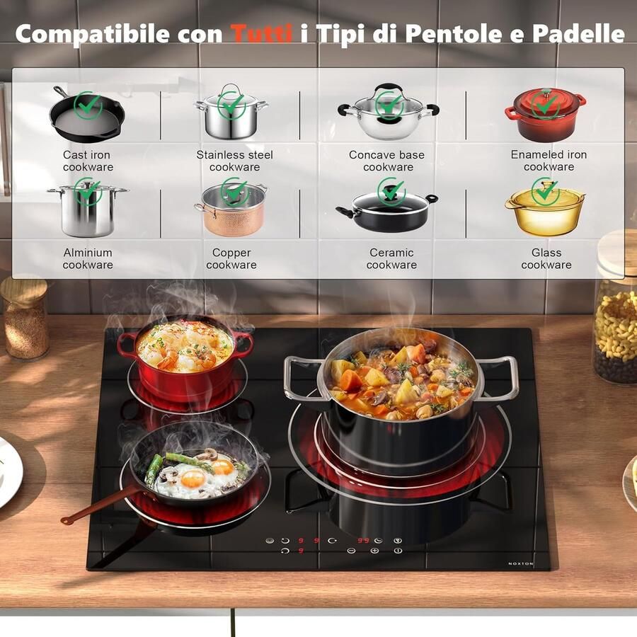 Keramische Kookplaat Inbouw Kookplaat 3 Zones Koken voor het Gezin Flexibele Drie Cirkel Zone 60 cm