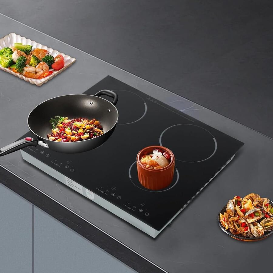 Keramische Kookplaat Inbouw Kookplaat Efficiënt Koken Infrarood Technologie 596 x 51 cm Zwart