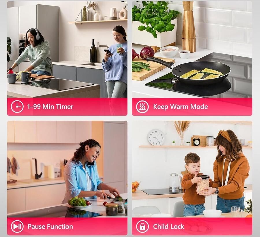 Keramische Kookplaat Inbouw Kookplaat Elektrisch Dagelijks Koken Infrarood Warmte 60 cm Zwart