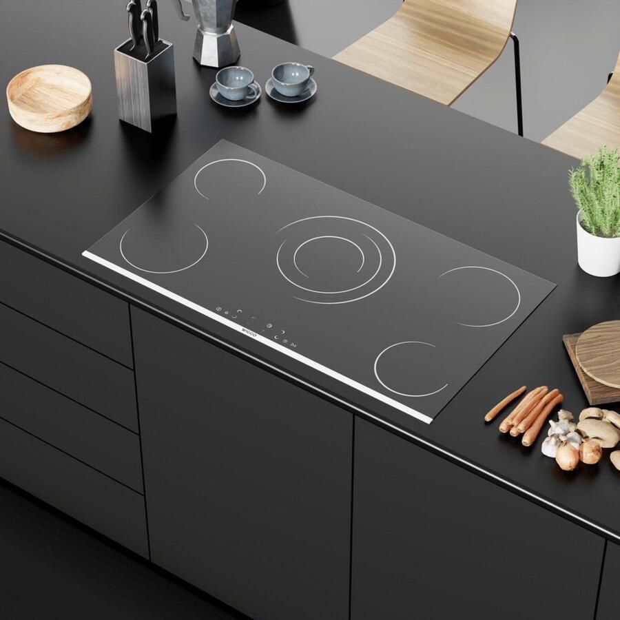 Keramische Kookplaat Inbouw Kookplaat Koken aan huis Vijf Kookzones 60 cm Zwart