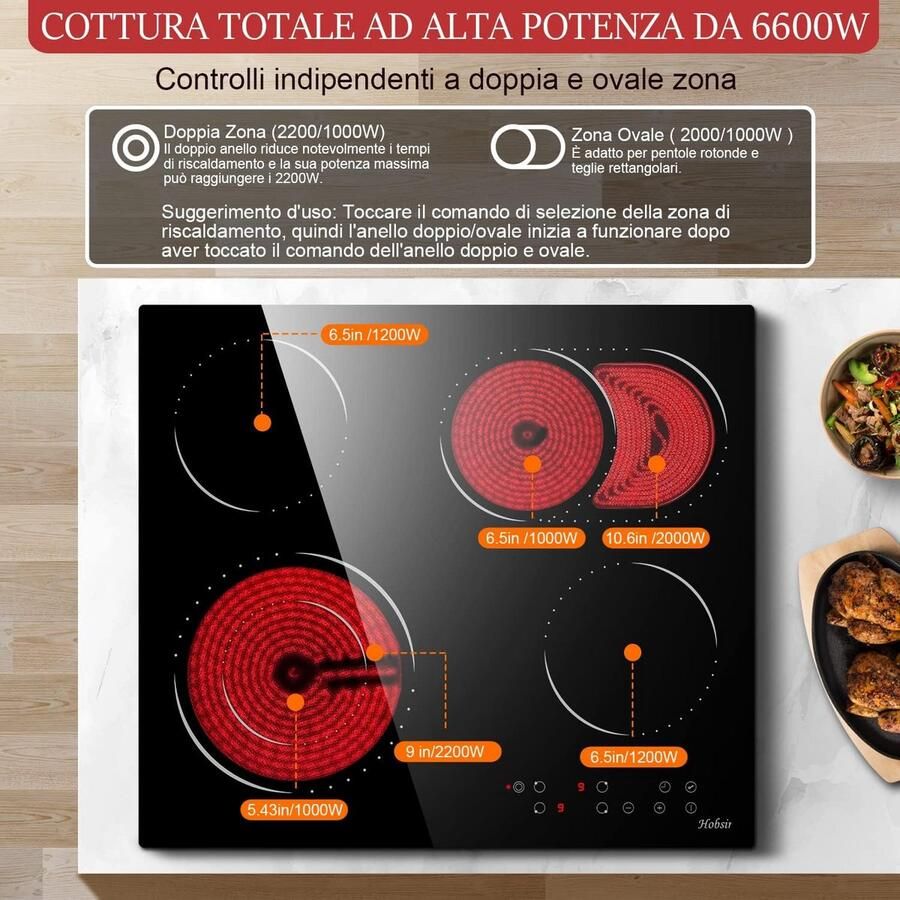 Keramische kookplaat Inbouw kookplaat Koken en bereiden Flexibele kookzones 80 cm Zwart