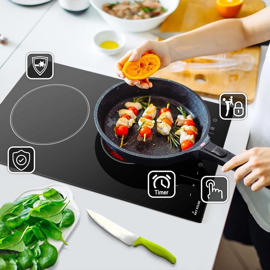 Keramische Kookplaat Inbouw Kookplaat Koken en Garen 9 Vermogensniveaus 30 cm Zwart - Foto 2