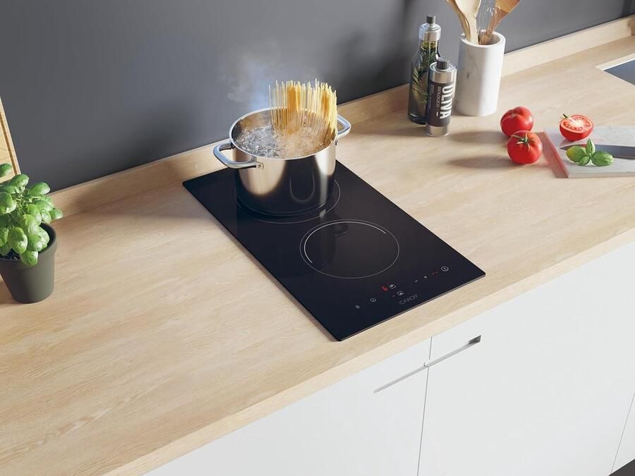 Keramische Kookplaat Inbouw Kookplaat Koken in Keuken 2 Kookzones Timer 28 cm Breed Zwart