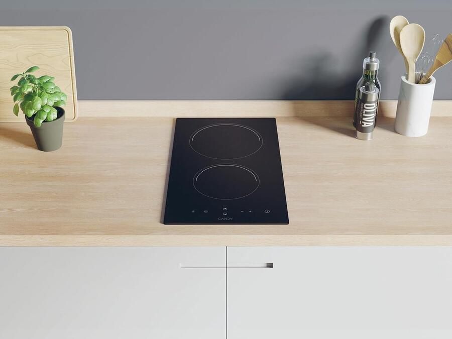 Keramische Kookplaat Inbouw Kookplaat Koken in Keuken 2 Kookzones Timer 28 cm Breed Zwart