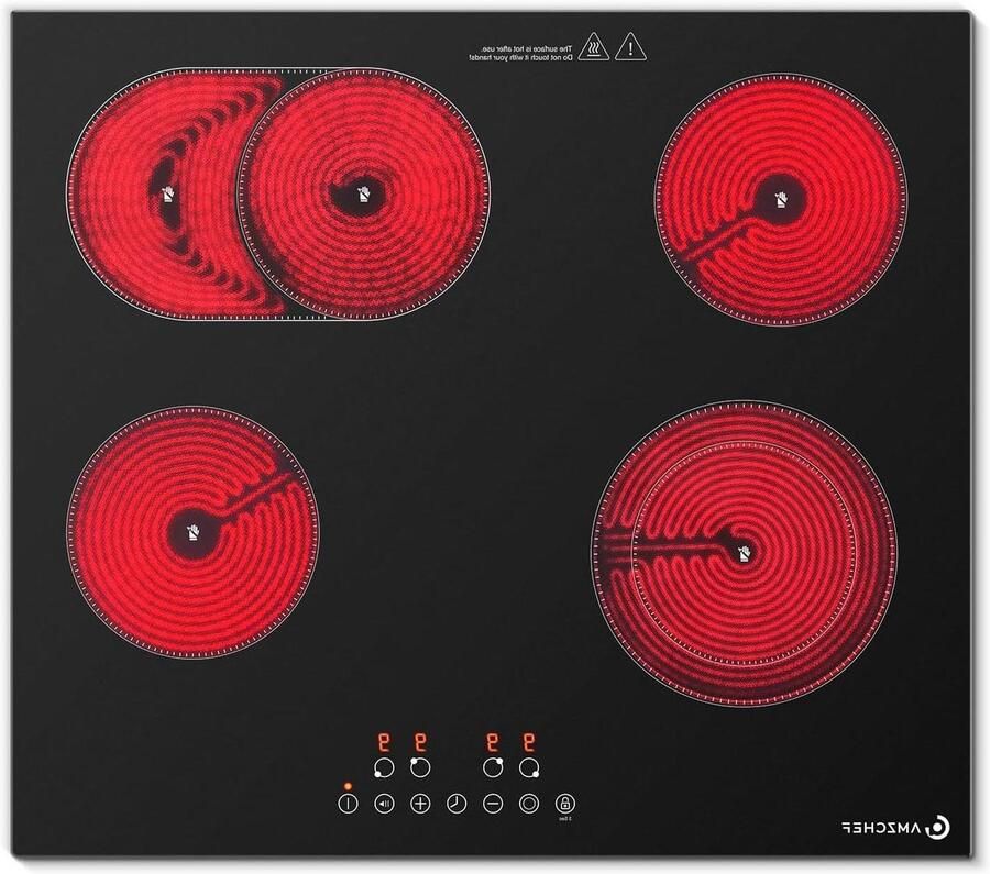 Keramische Kookplaat Inbouw Kookplaat Koken Thuis Vier Zones 60 cm Zwart