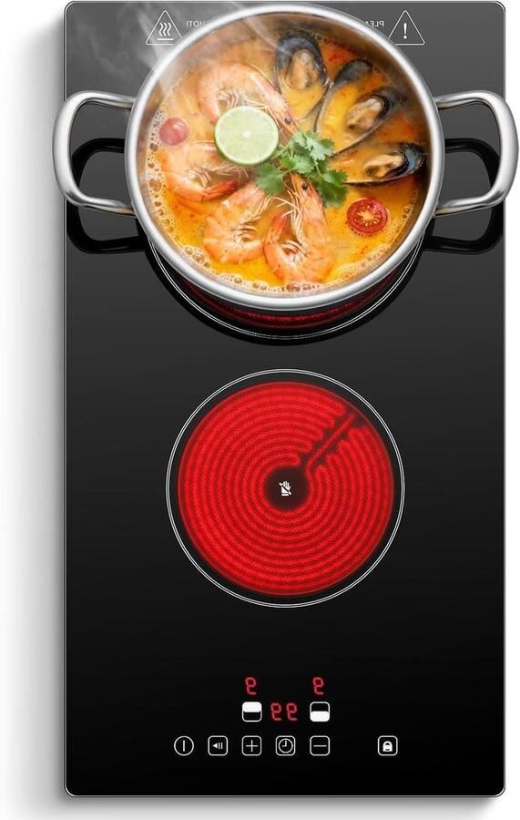 Keramische kookplaat Inbouw kookplaat Koken en bakken Touch control timer 30 cm breed Mattes zwart