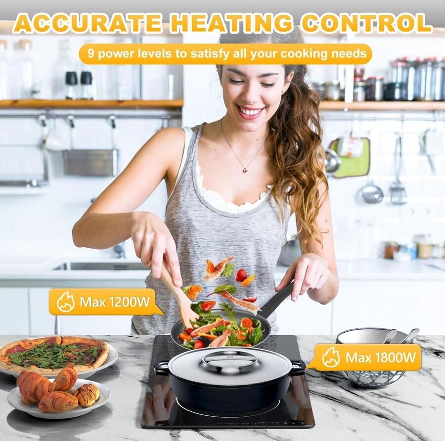 Keramische Kookplaat Inbouw Kookplaat Snel Koken Dubbele Kookzone 30 cm Breed Zwart