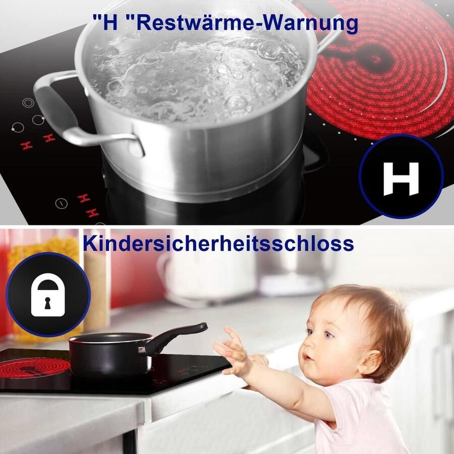 Keramische Kookplaat Inbouw Kookplaat Snel Koken Dubbele Zone 30cm Zwart