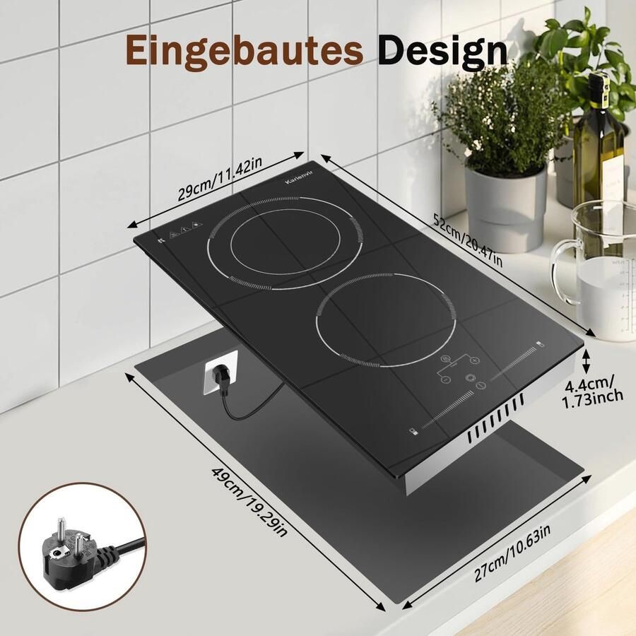 Keramische Kookplaat Inbouw Kookplaat Snel Koken Flexibele Zone 30 cm Zwart - Foto 2