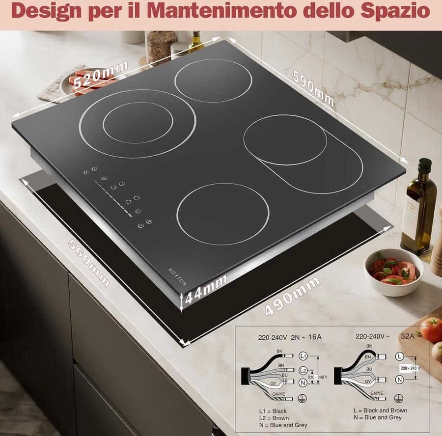 Keramische Kookplaat Inbouw Kookplaat Snel Koken Ovale Grillzone 60 cm Breed Zwart