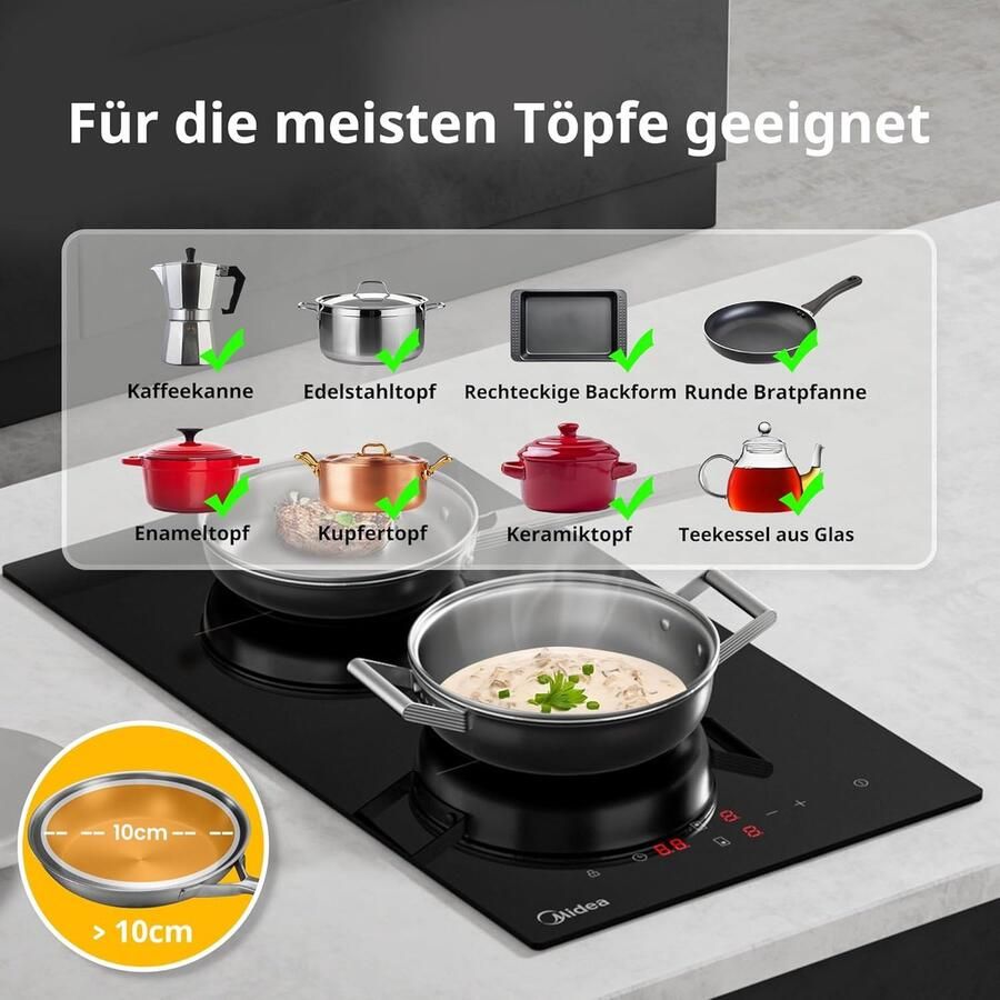 Keramische Kookplaat Inbouw Kookplaat Snel Koken Touch Control 52 cm breed Zwart