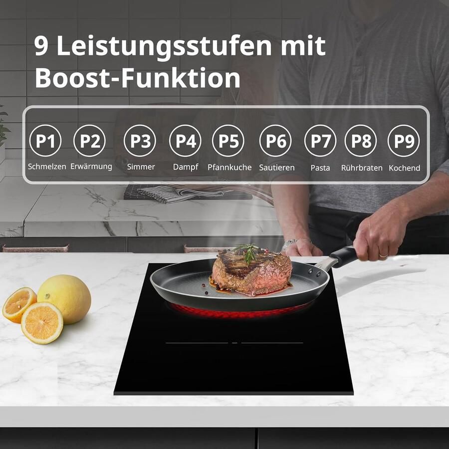 Keramische Kookplaat Inbouw Kookplaat Snel Koken Touch Control 52 cm breed Zwart