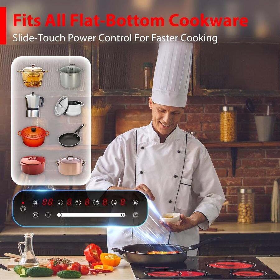 Keramische Kookplaat Inbouw Kookplaat Snel Koken Touch Slider Bediening 60 cm Zwart