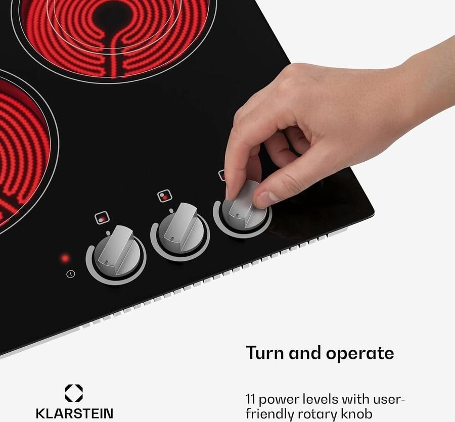 Keramische Kookplaat Inbouw Kookveld Snel Koken Dubbele Zone Functie 45cm Breed Zwart