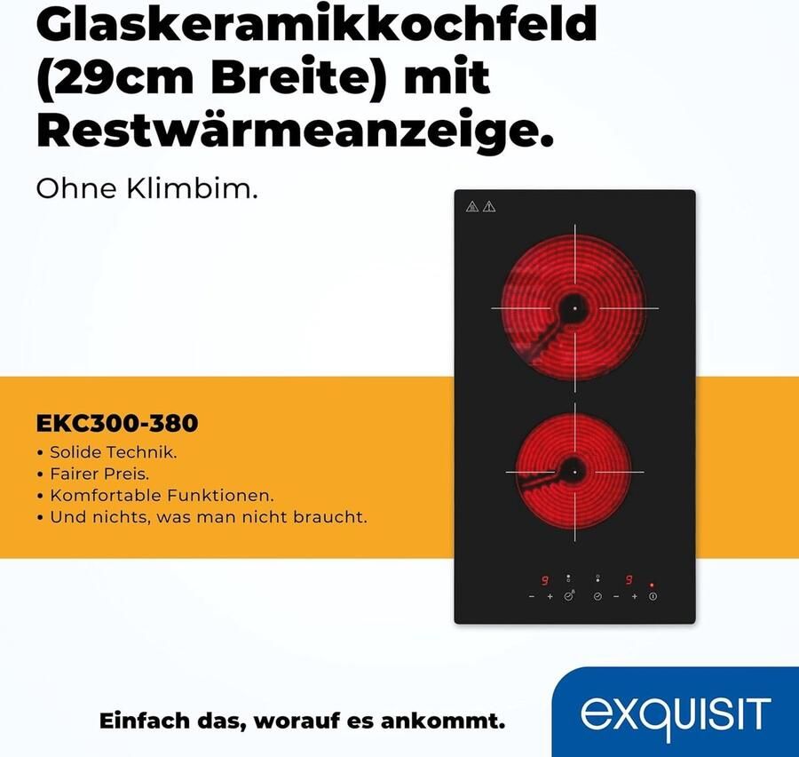 Keramische Kookplaat Inbouw Kookveld Snel Koken Touch Control 30 cm Breed Zwart