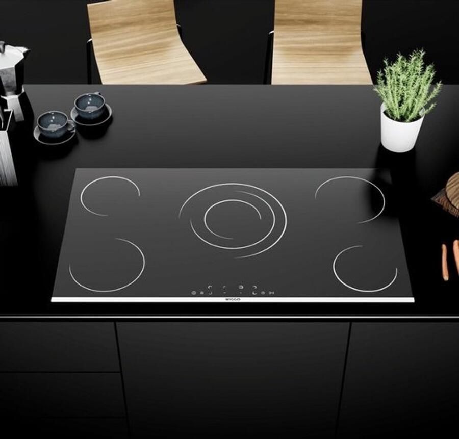 Keramische kookplaat Inbouwkookplaat Koken thuis Vijf kookzones 60 cm Zwart