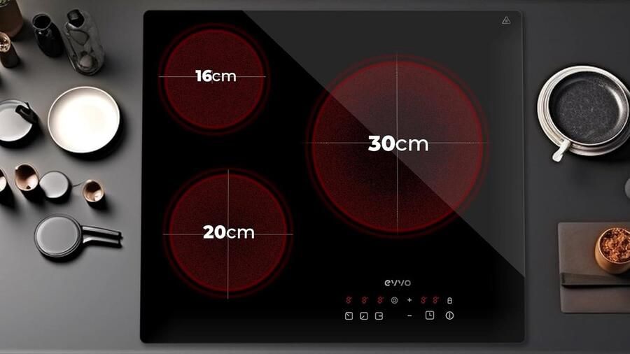 Keramische kookplaat Inductie fornuis Snel koken Touch control 58 cm breed Zwart