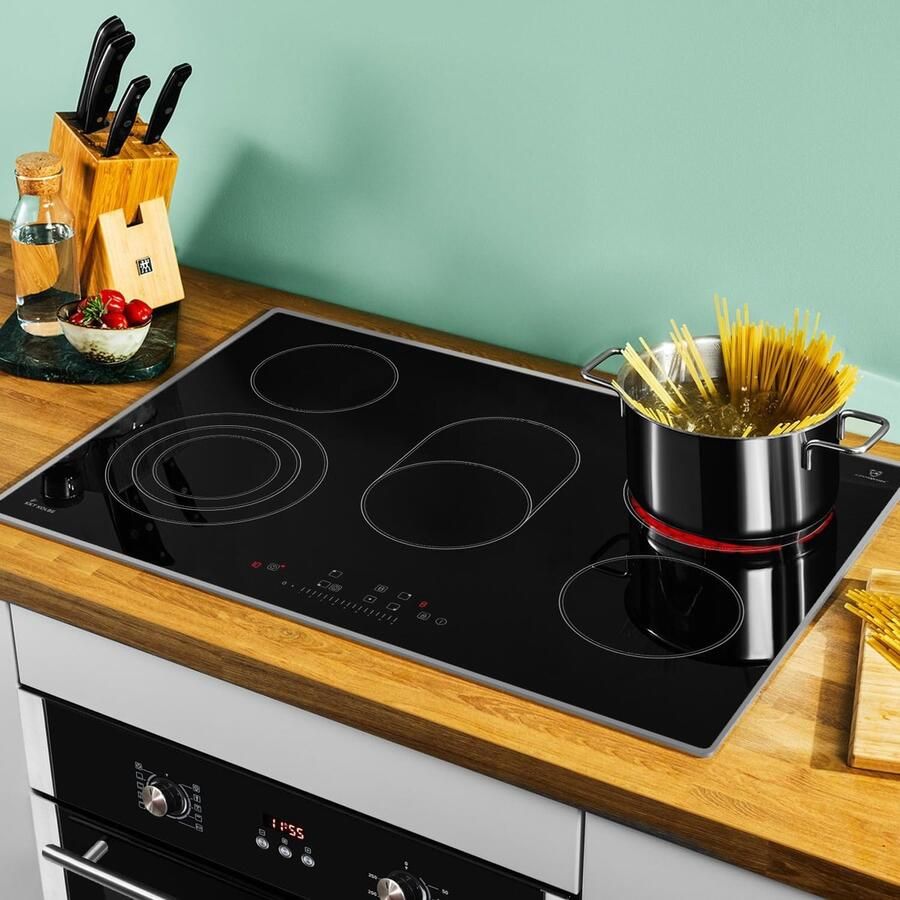 Keramische Kookplaat Inductie Kookplaat Koken en Bereiden 9 Vermogensniveaus 80 cm Zwart
