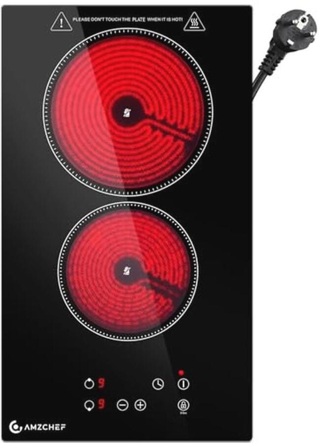 Keramische Kookplaat met 2 Platen 3200W Veiligheidsslot Timer en Gelijkmatige Verwarming