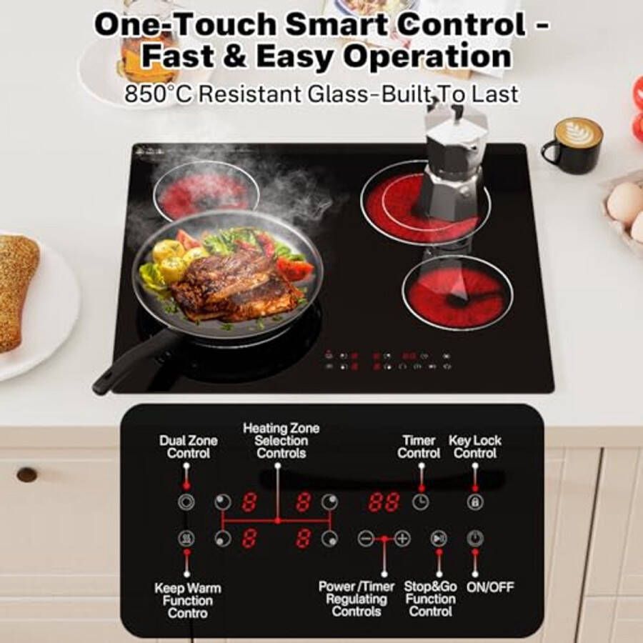 Keramische kookplaat met 4 kookzones en touch-bediening - Foto 2
