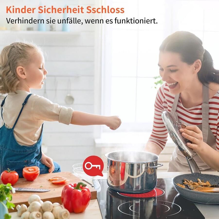 Keramische kookplaat met dubbele zone en timer Zwart gepolijst glas - Foto 2