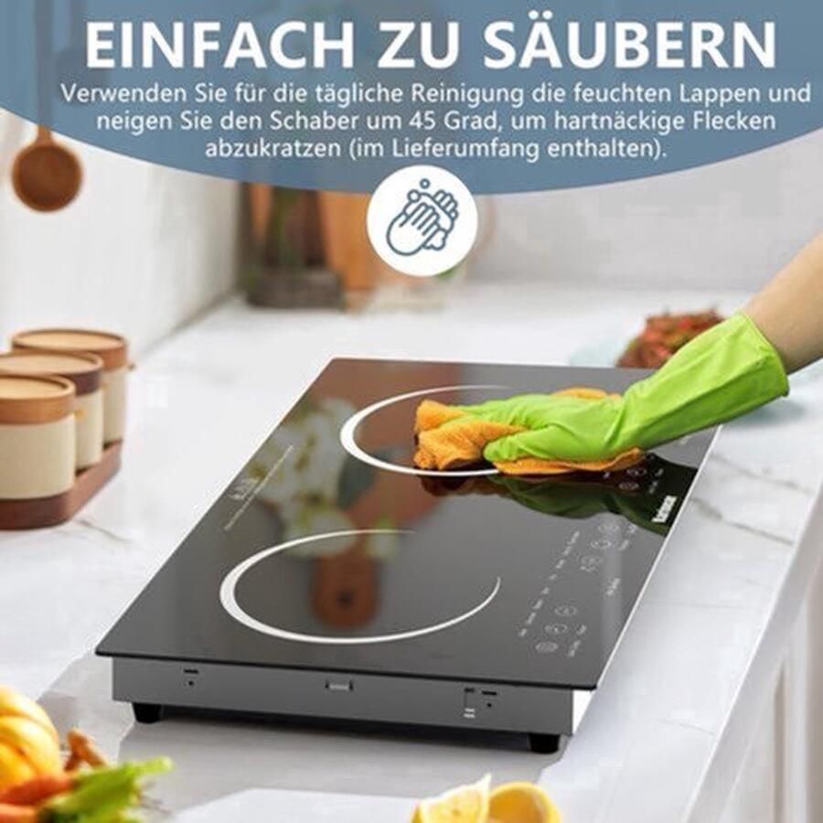 Keramische Kookplaat Touch Control 2 Pitten 220-240 V Glaskeramiek Inbouw