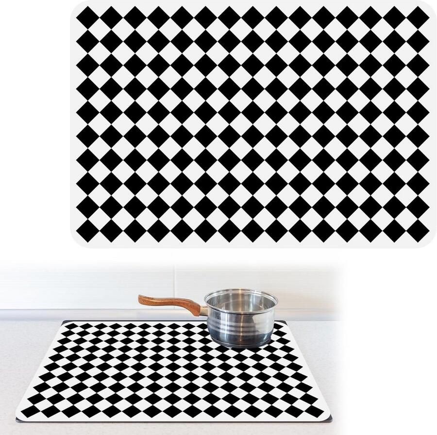Keramische kookplaatafdekking voor inductiekookplaat siliconen afdekplaat schaakbordafdekking 52 x 78 cm