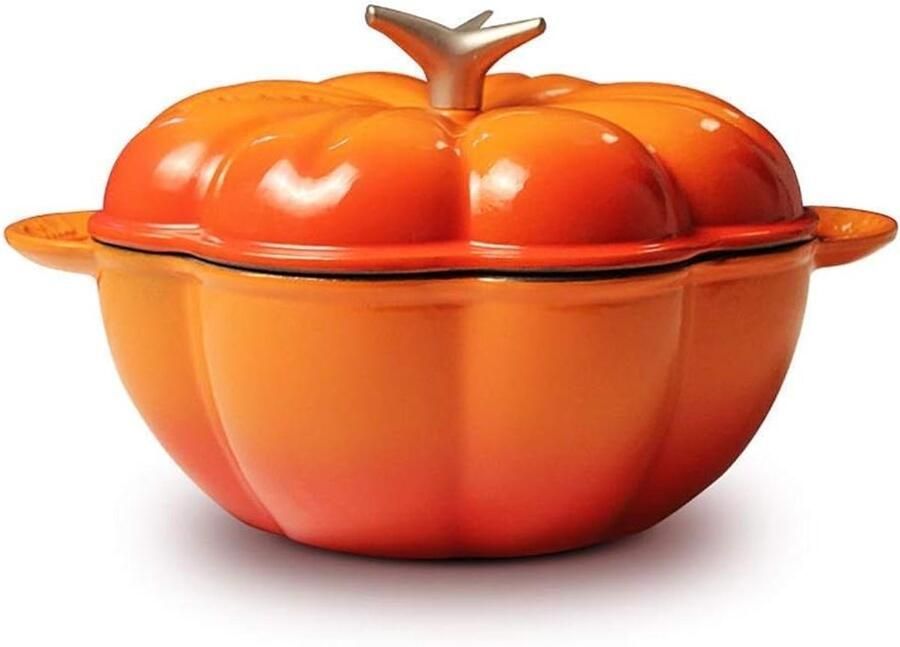 Keramische Kookpot Stoofpan met deksel Langzaam Koken Gelijkmatige Warmteverdeling 4 Liter Oranje