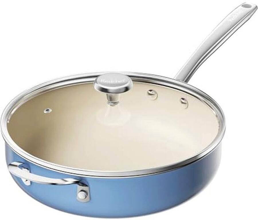 Keramische Kunststof Koekenpan 28 cm met Deksel Antiaanbak Inductie Ovenbestendig