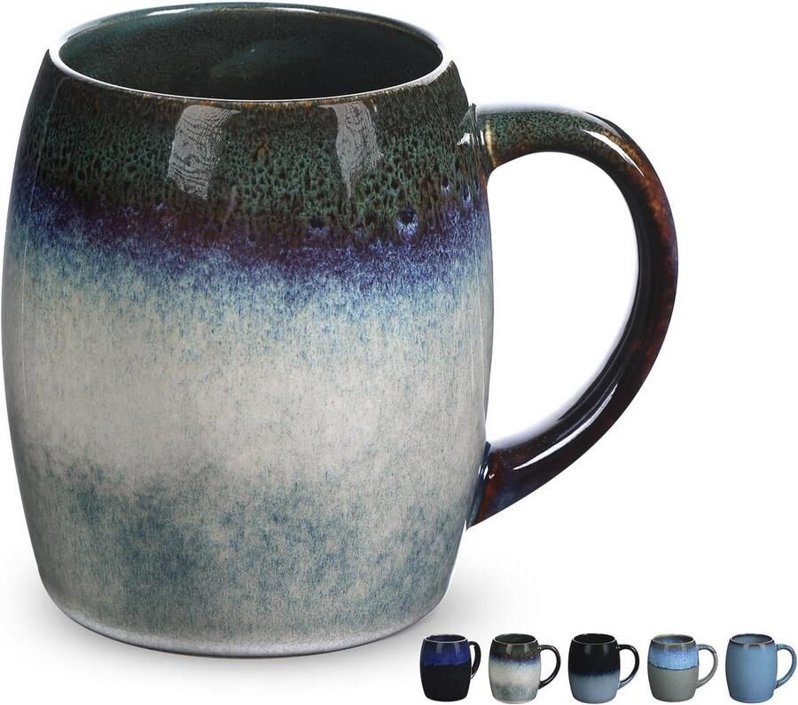 Keramische mok 500 ml Handgemaakt cappuccinokopje voor kantoor en thuis Vaatwasmachine en magnetronbestendig
