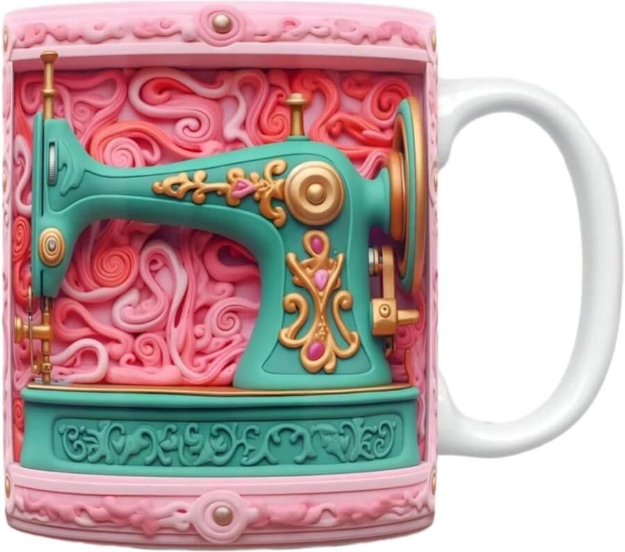 Keramische Mok Koffiemok Theekop Dagelijks Gebruik 3D Visueel Patroon 400ml Naaimachine A