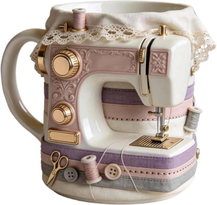 Keramische Mok Themabeker Drinkbeker Creatief Werk Naaimachine Ontwerp 330ml Enkel Attribuut
