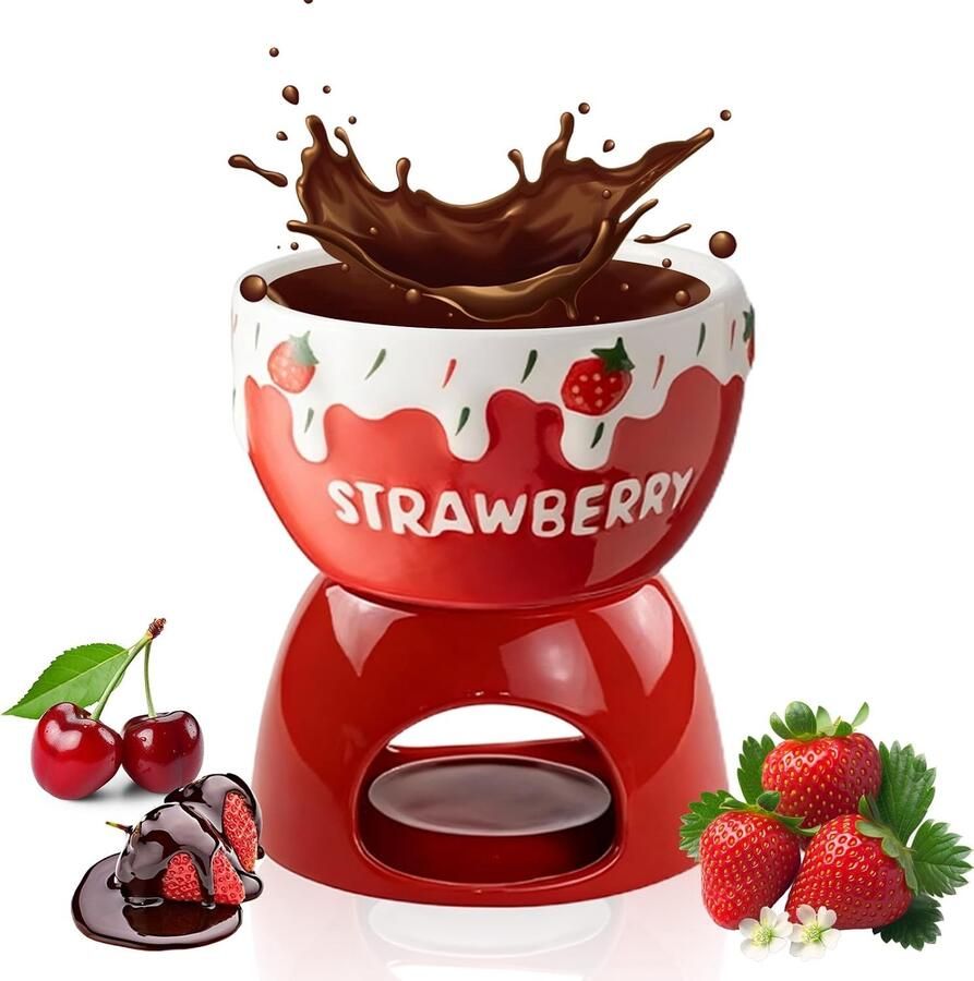 Keramische Mok voor Chocoladefondue Rood 130 ml Hittebestendig Keramiek Voor Chocolade en Snacks