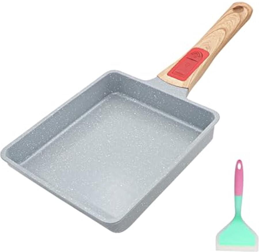Keramische Nonstick Tamagoyaki Pan Japanse Omelet Pan met Afneembaar Handvat Oven- en Vaatwasmachinebestendig 7.5 x 6.8