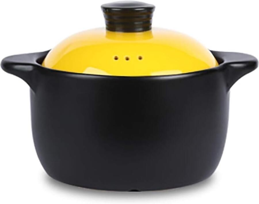 Keramische Pan Aardenwerken Pot Gezond Koken Hittebestendig 1.6 Liter Geel