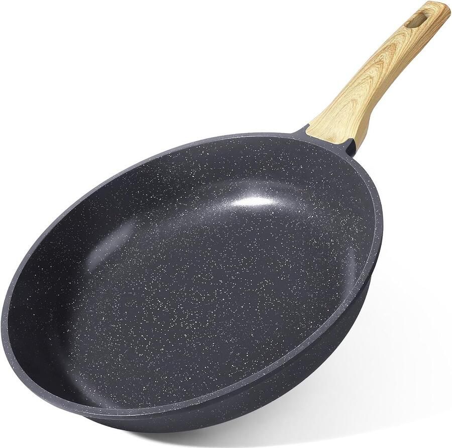 Keramische pan Antiaanbakpan Gezond koken PFOS PFOA-vrij 24 cm Zwart