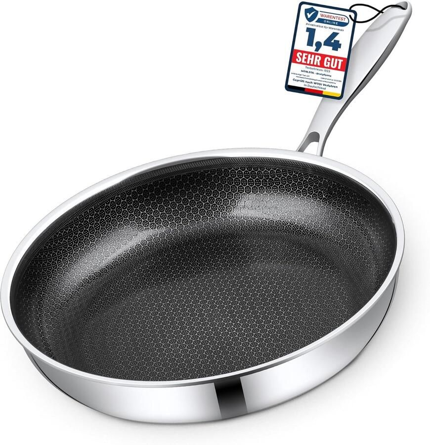 Keramische pan Braadpan koekenpan Gezond koken Krasbestendig honingraat 20 cm diameter Zwart