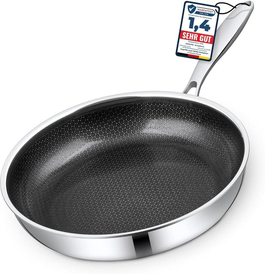 Keramische pan Honingraatpan Braadpan Gelijkmatig Koken Krasbestendig Antiaanbak 28 cm Diameter Zwart