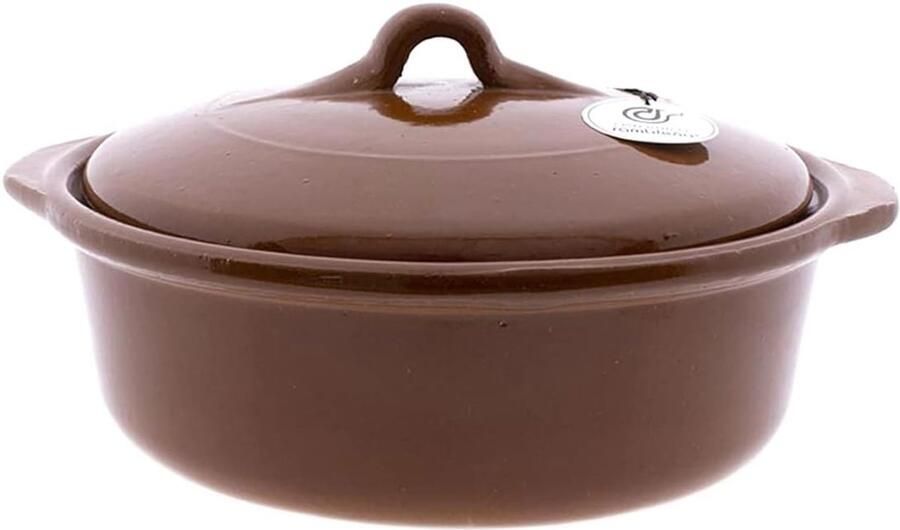 Keramische Pan Stoofpan met deksel Direct Koken Traditioneel Ambacht 24 cm Blauw Geel